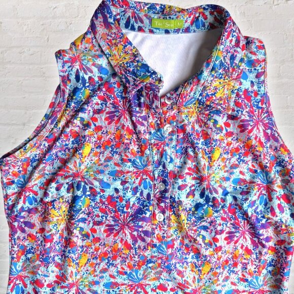 TEE2SEA Performance Active Sleeveless Collared Golf 2PC Dress Shorts Set Outfit - Picture 6 of 9